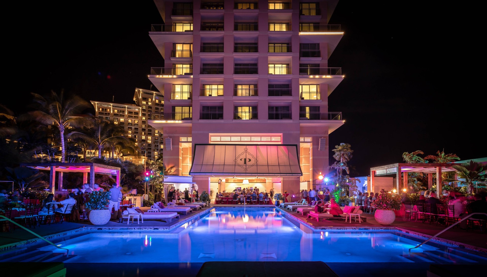 Poolside incentive event at night