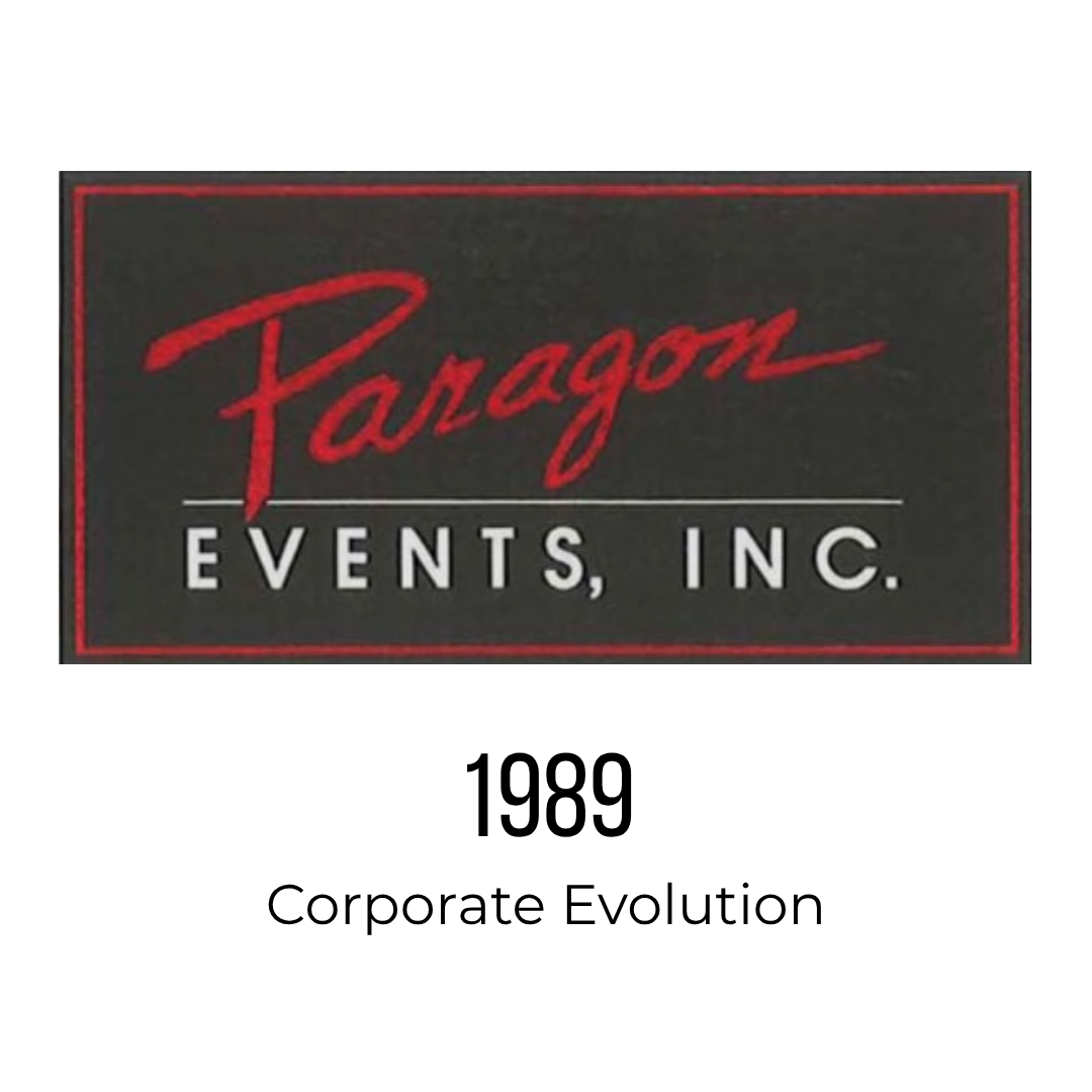 Paragon Events, Inc. logo, 1989 — Corporate Evolution